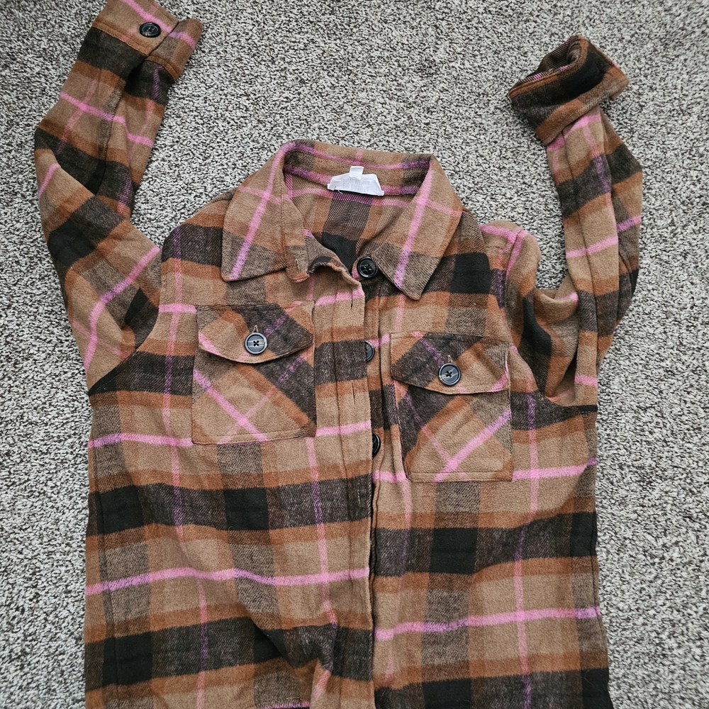 BB Dakota Brown and Pink Plaid Shirt